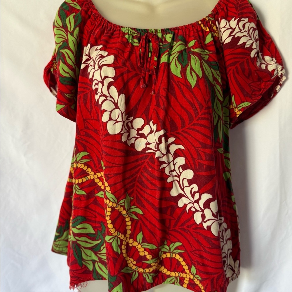 Papaya Red Ruffled Puff Sleeve Blouse